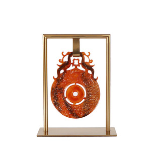 High-end Dragon Pattern Jade Buckle New Chinese Style Tea Room Display Cabinet Bogu Rack Tea Table Study Room Display Decorations Jade Ornaments