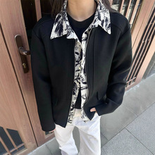 小众设计水墨花内假两件衬衫夹克男高级感美式cleanfit双面穿外套