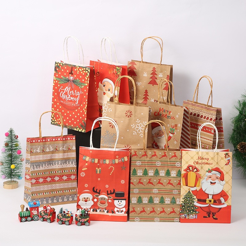 Cross-border exclusive Christmas gift packaging gift bag holiday party packaging bag gift bag brown paper bag gift