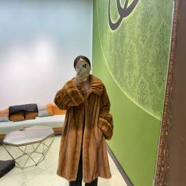 25新款紫标天鹅绒全抽刀水貂皮草女整貂外套女貂皮大衣长款