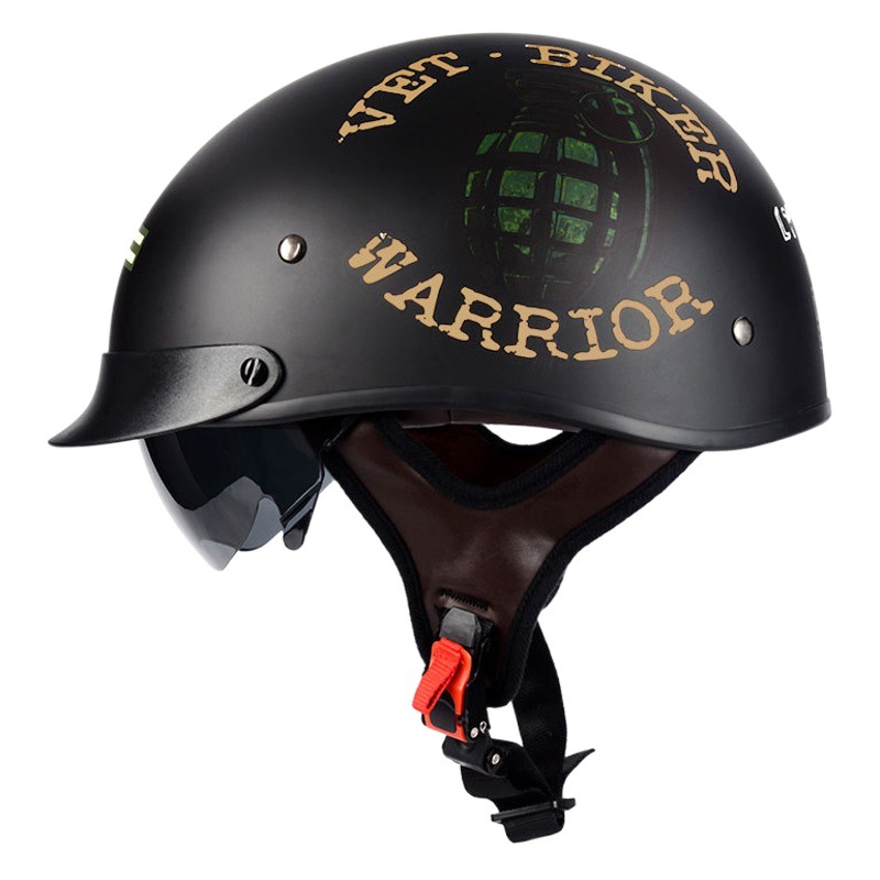 オートバイのヘルメットの男の春夏のヘルメットの古い半かぶとの女性の電気自動車の機関車の夏の瓢箪かぶとは軽く内鏡を持ちます。