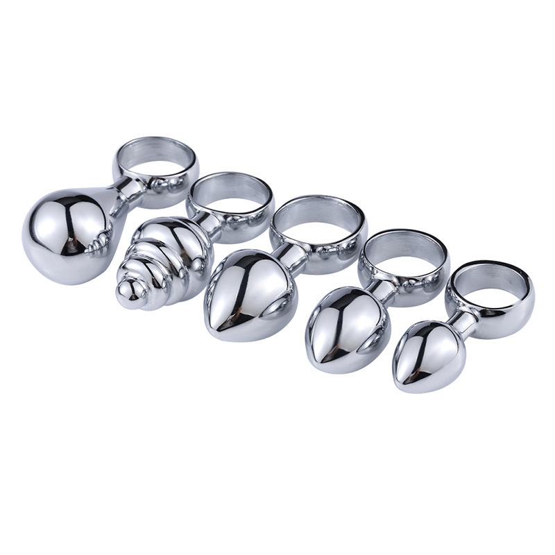 Metal Hand-Pulled Anal Plug, Silver Steel Beads, 6 cm Regular Size — detail image 15