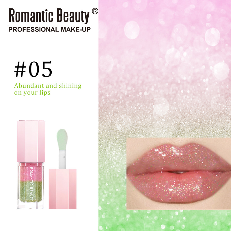 Gloss labial transfronterizo de dos colores, esmalte labial