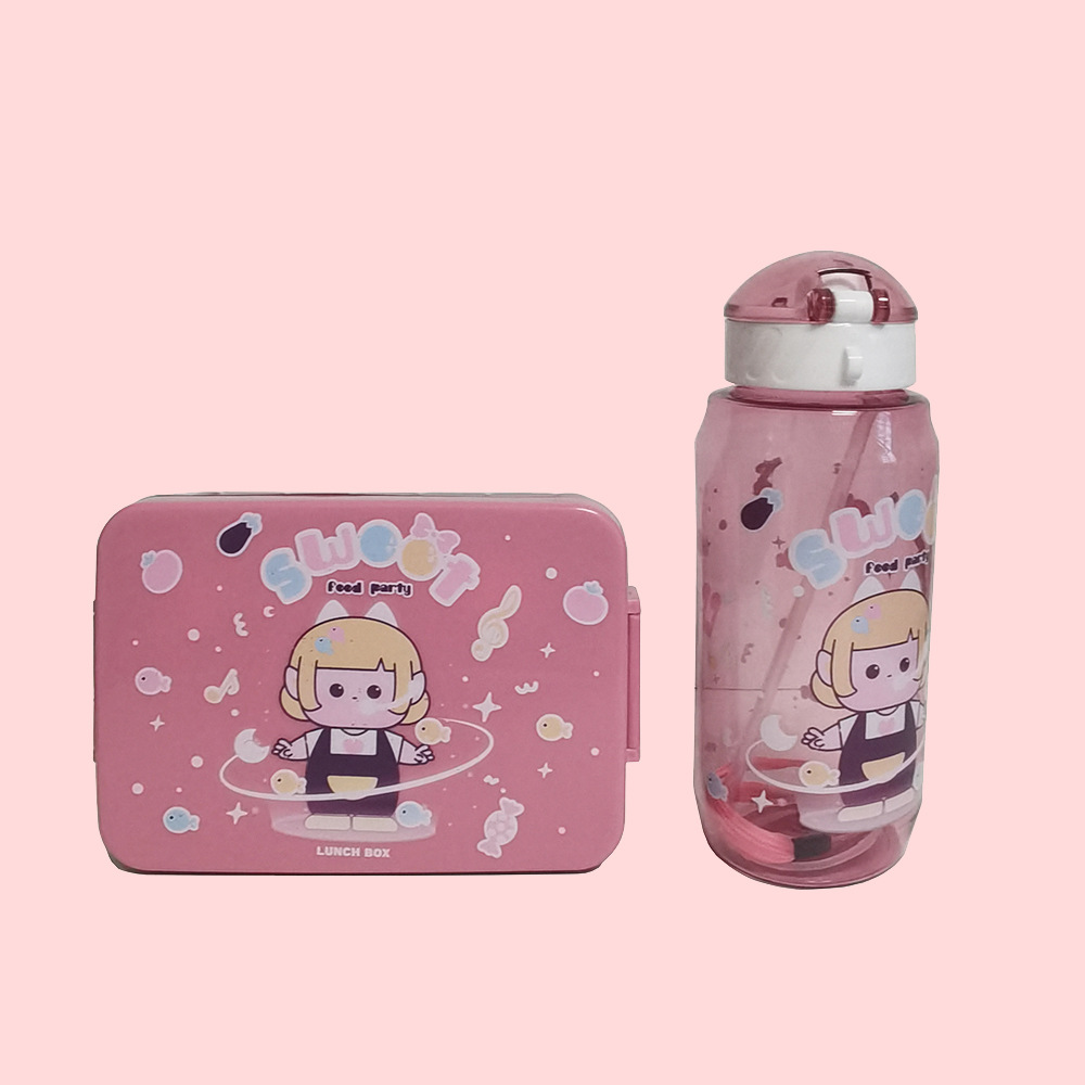 长方形小熊饭盒套装