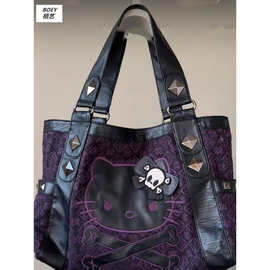 栢艺Hellokitty中古款拼接紫色腋下包手提包Y2K甜酷辣妹风秋冬包