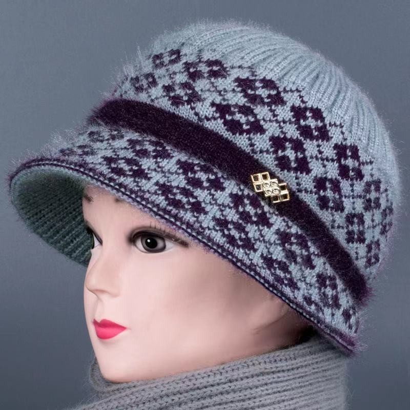 Warm Knitted Beanie Hat With Bowknot For Elderly Women Winter_voghion.com