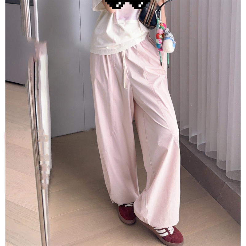 My Pink Bubble Pants Upf50+ Cool Heat-Blocking Anti-See-Through Straight Pants [Small 70]