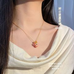 Fushirofu シルバー 999 祥雲ピンクひょうたんネックレスレディースチェーン中国風ライト高級スタイルスターリングシルバーペンダントガールフレンドへのギフトとして