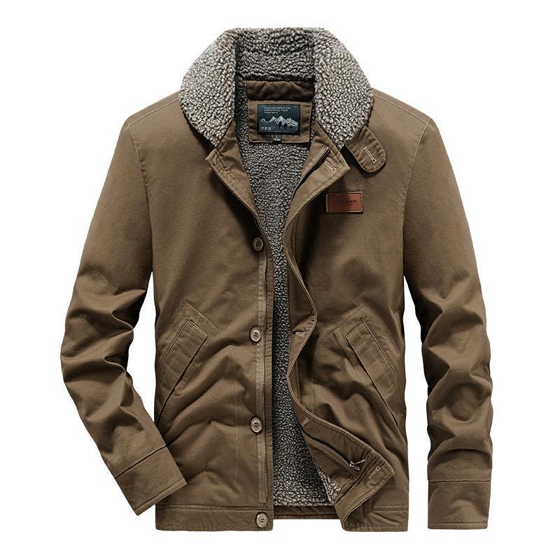 Cotton Jacket Men's Autumn and Winter New Thickened Lamb Fleece Cotton Jacket Vintage Jacket Men's Cotton Jacket 6801 Cotton Jacket Men's Autumn and Winter New Thickened Lamb Fleece Cotton Jacket Vintage Jacket Men's Cotton Jacket 6801