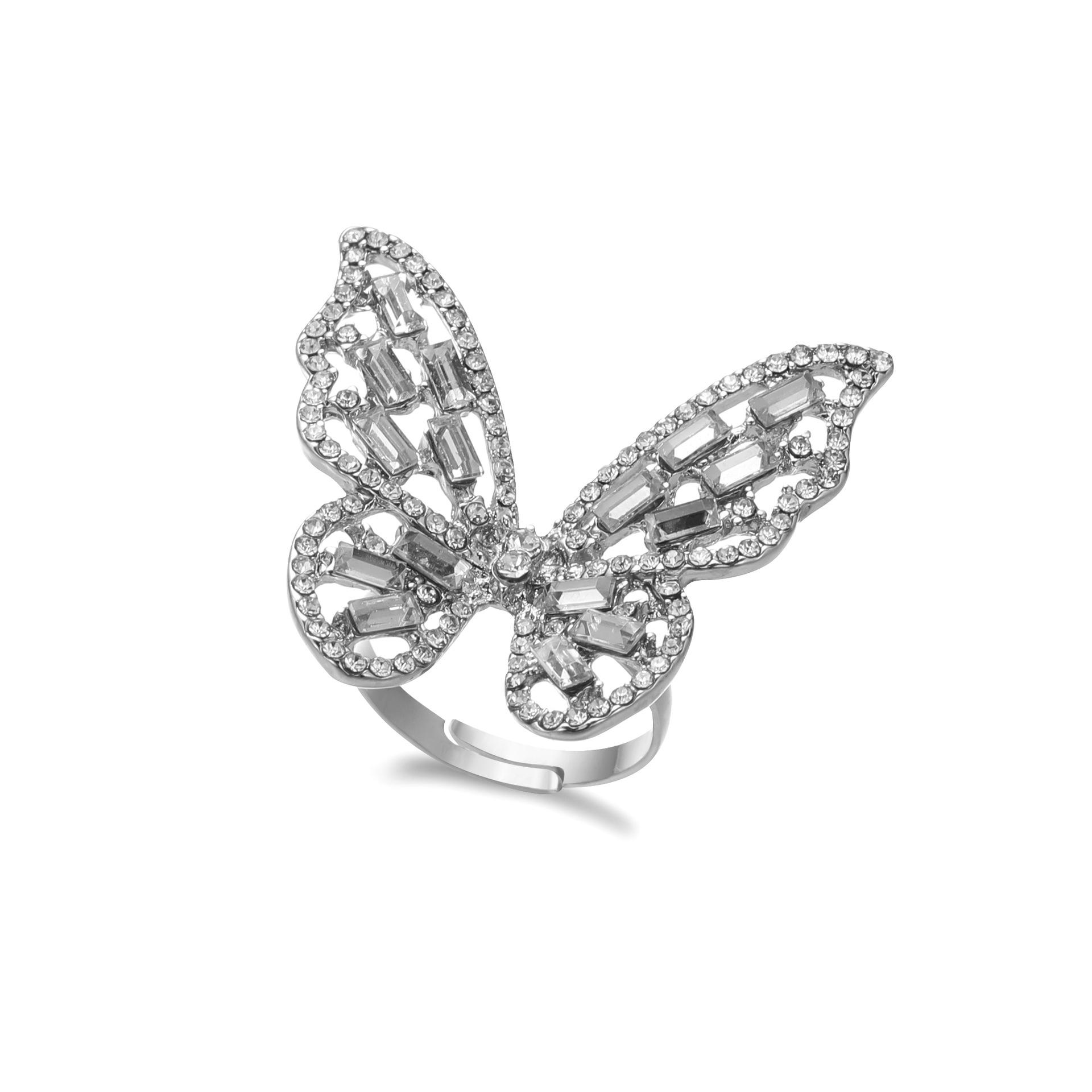 Fashion Butterfly Alloy Plating Rhinestones Women's Open Ring display picture 2