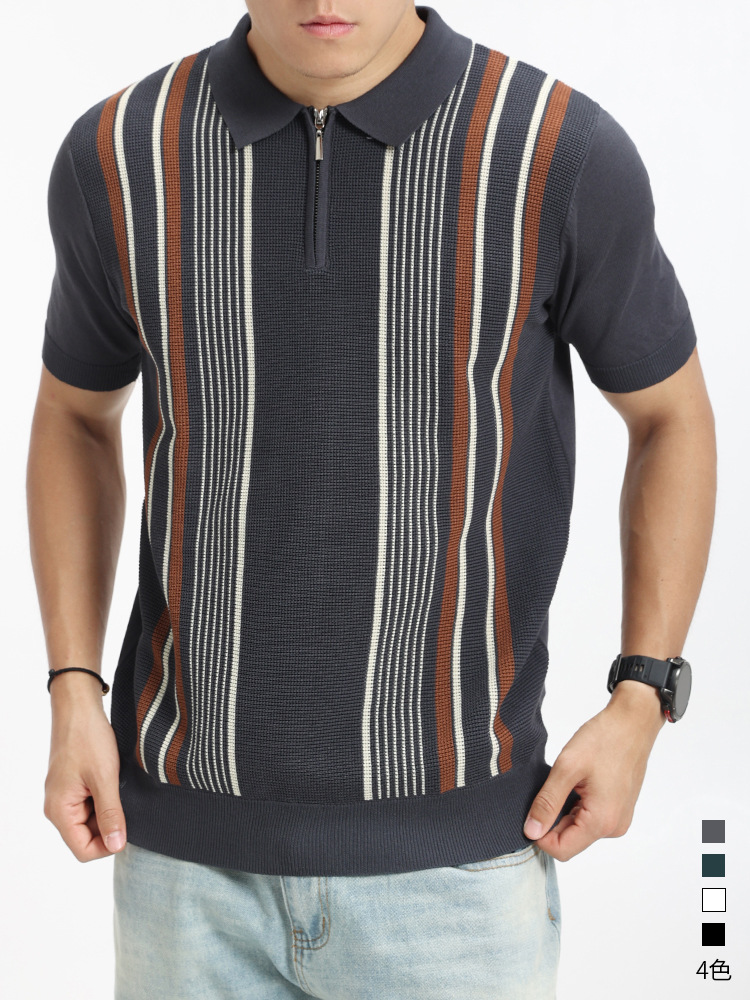 Hombre viejo dinero de punto de hielo polo camiseta de manga corta hombre de negocios casual camiseta de verano chaqueta de hombre