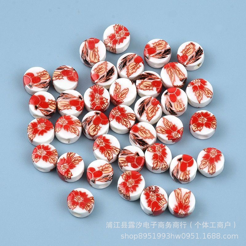 Flores de cerámica oblata esmalte de color decal de cerámica flores de estilo chino hechas a mano DIY collares pulseras pendientes accesorios