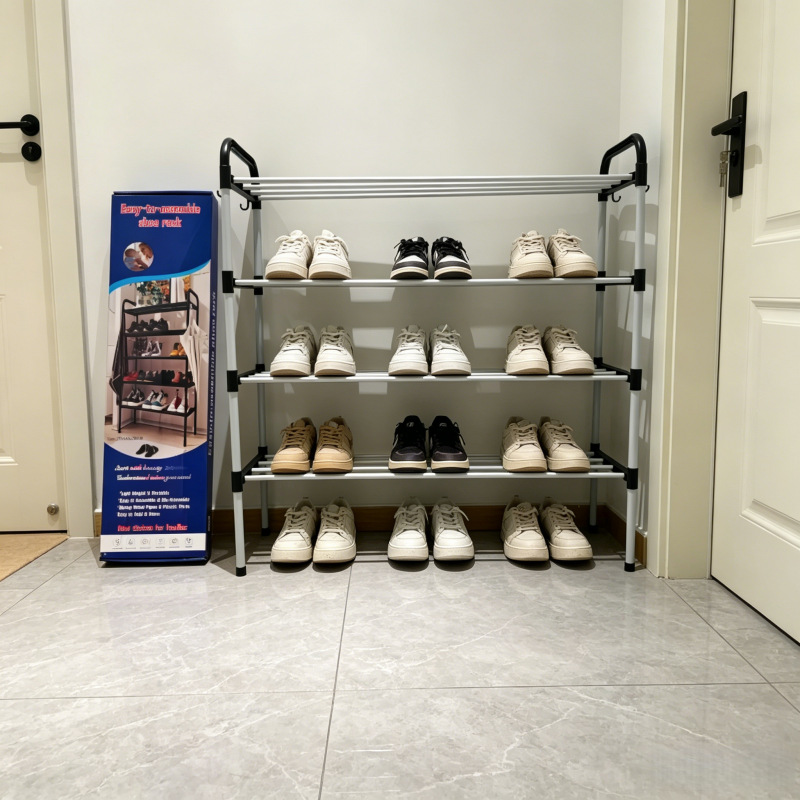 Estante de zapatos multicapa transfronterizo simple ensamblaje en la puerta doméstica del armario de zapatos de dormitorio Estante de almacenamiento de plástico Estante de almacenamiento dormitorio image 3