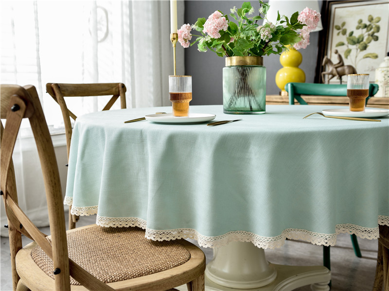 Tovaglia nordica semplice impermeabile in tinta unita in cotone e lino con nappe per tavolo da pranzo rotondo, tovaglia da tavolino_voghion.com