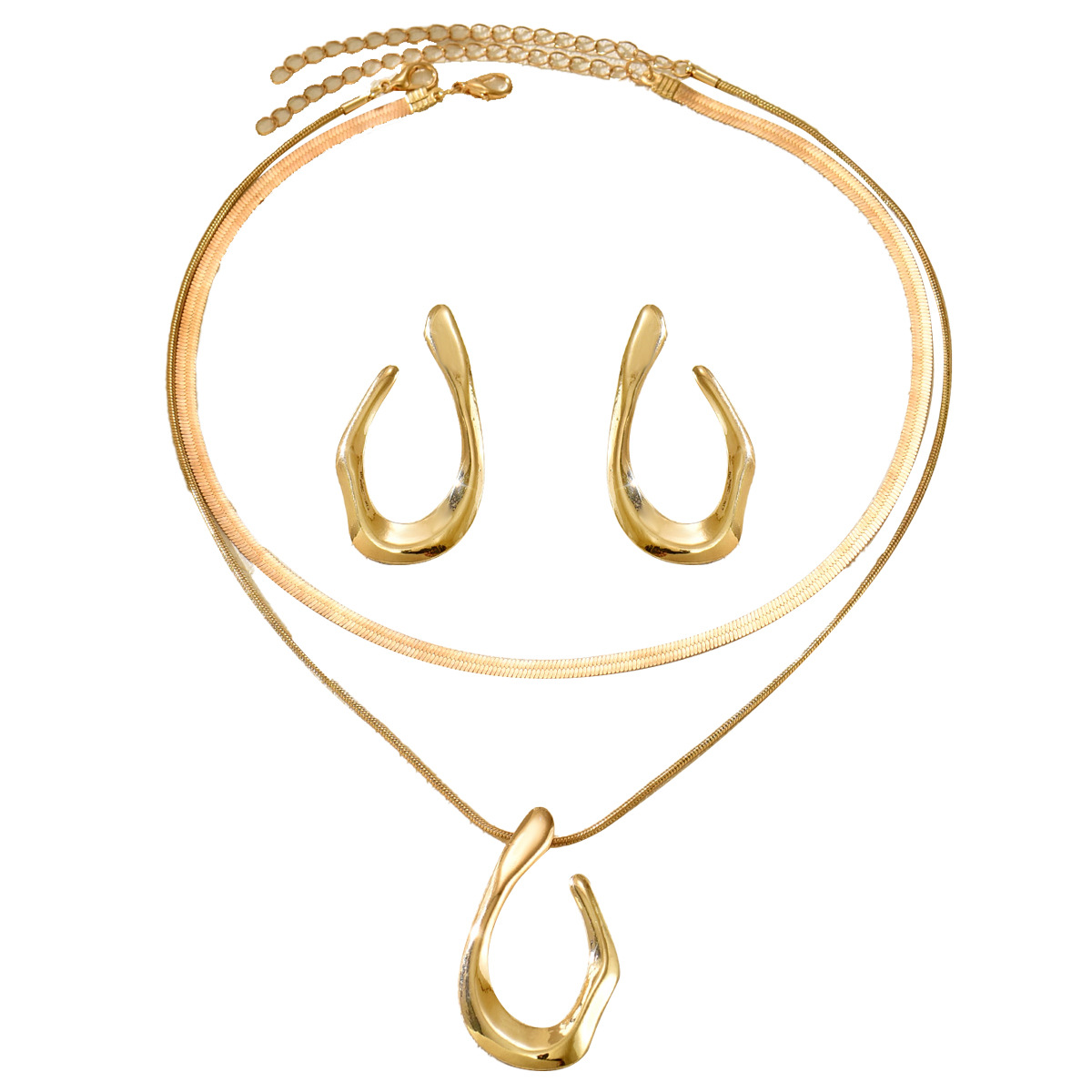 Boucles d'oreilles géométriques double couche style européen_voghion.com