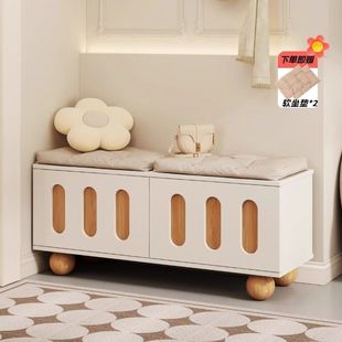 Cream-Style Shoe-Changing Bench for Home Entrance, Entryway Shoe Cabinet with Seat, Integrated Shoe Rack and Bench for Entryway