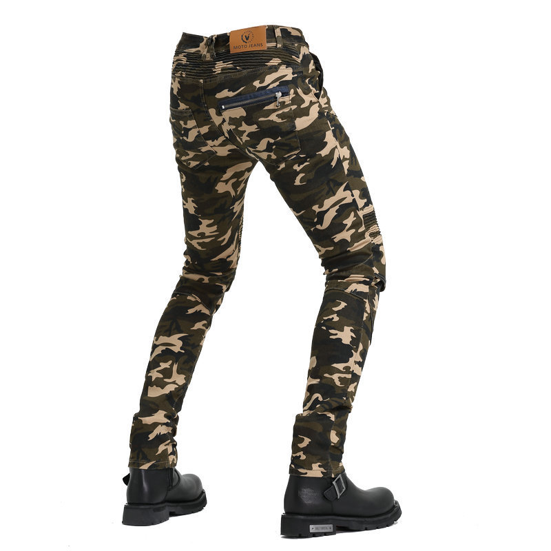 Pantalones vaqueros de la motocicleta de los hombres de la motocicleta de VOLERO camuflaje pantalones de montar fuera de carretera pantalones de carreras resistentes a caídas equipo de protección estándar