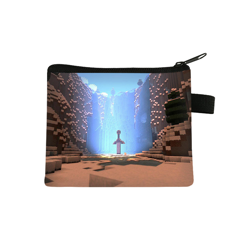 新しいMinecraft 3Dピクセル小銭入れ、超軽量ジッパー財布、子供用シンプルコインイヤホン小銭入れ、卸売