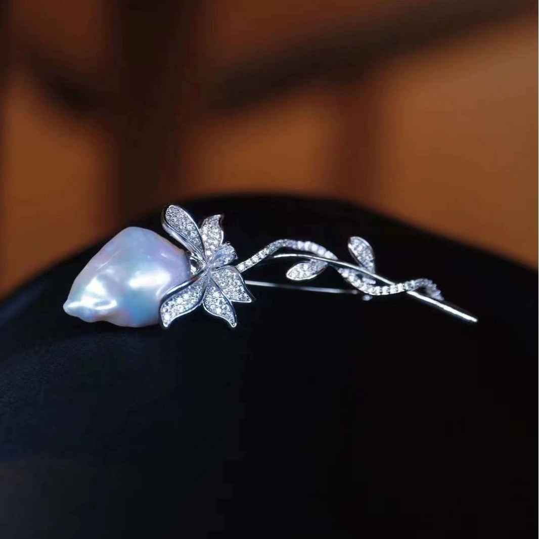 11-12 мм пресноводная барочная жемчужная брошь