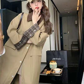 卡其色风衣女2025年秋季新款英伦复古宽松大码休闲风衣外套高级感