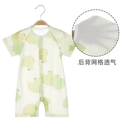 嬰兒衣服連體衣夏季薄款寶寶短袖哈衣新生兒純棉鏤空網格夏裝新款