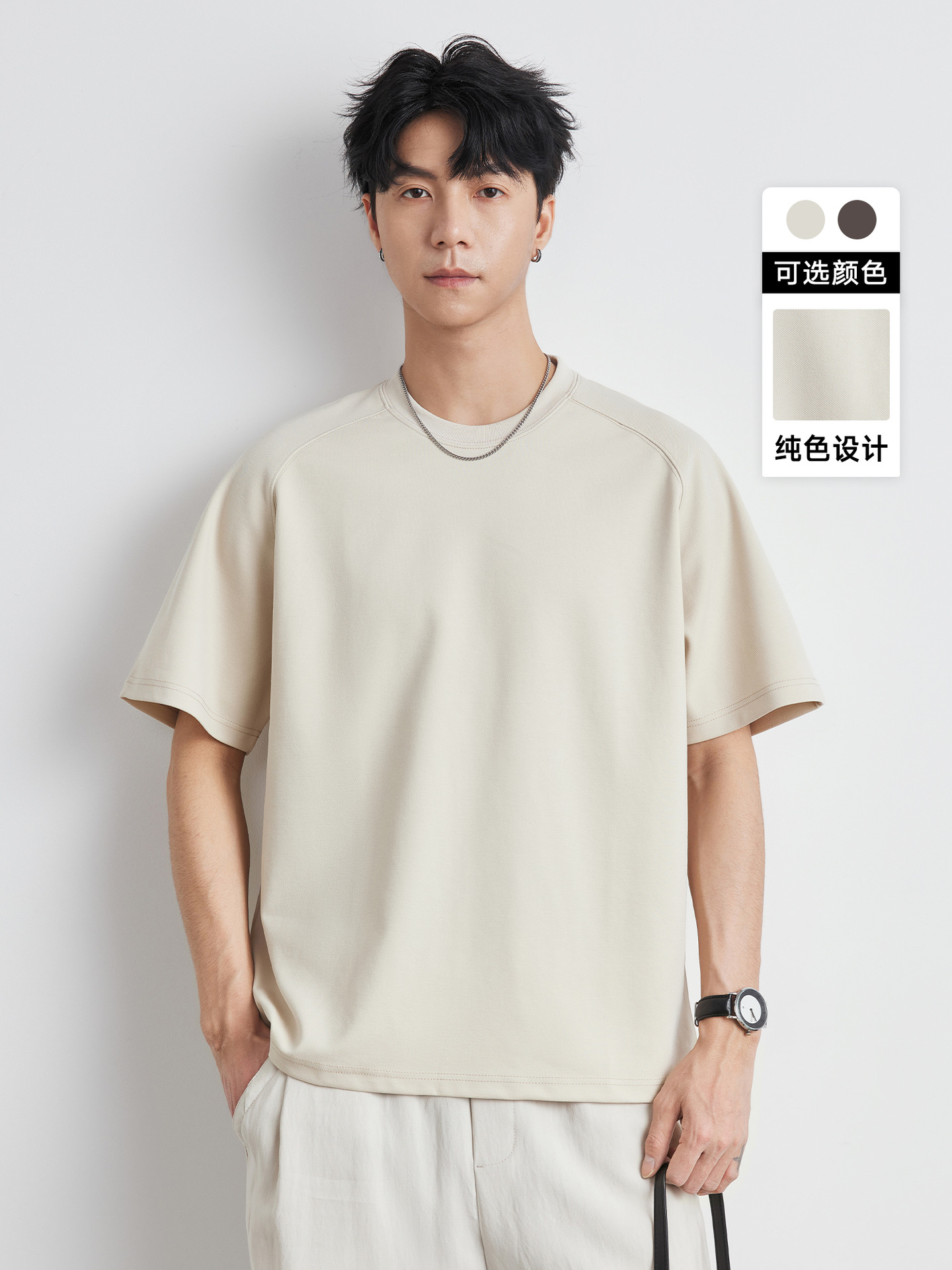 Áo thun nam cổ tròn tay ngắn chất liệu cotton thoáng mát — Màu xám đậm