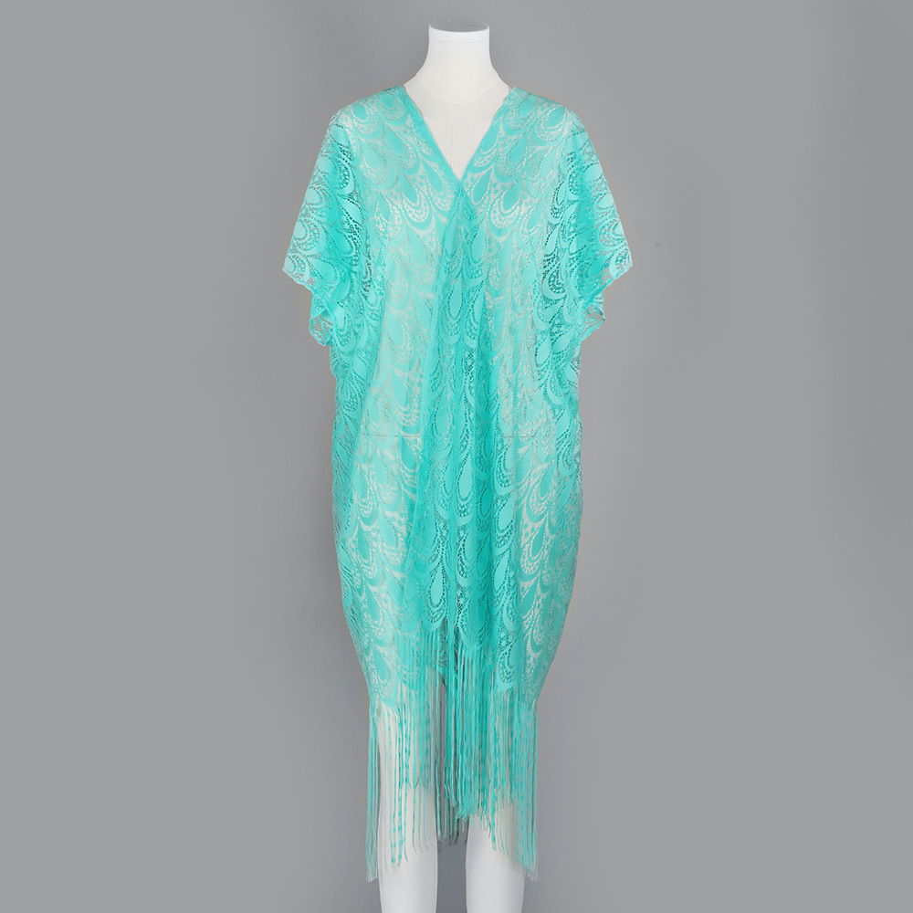 Vientos europeos y americanos transfronterizos, borlas, cárdigan de encaje sexy, blusa de bikini de playa, chal de borlas, ropa de protección solar para mujeres image 8