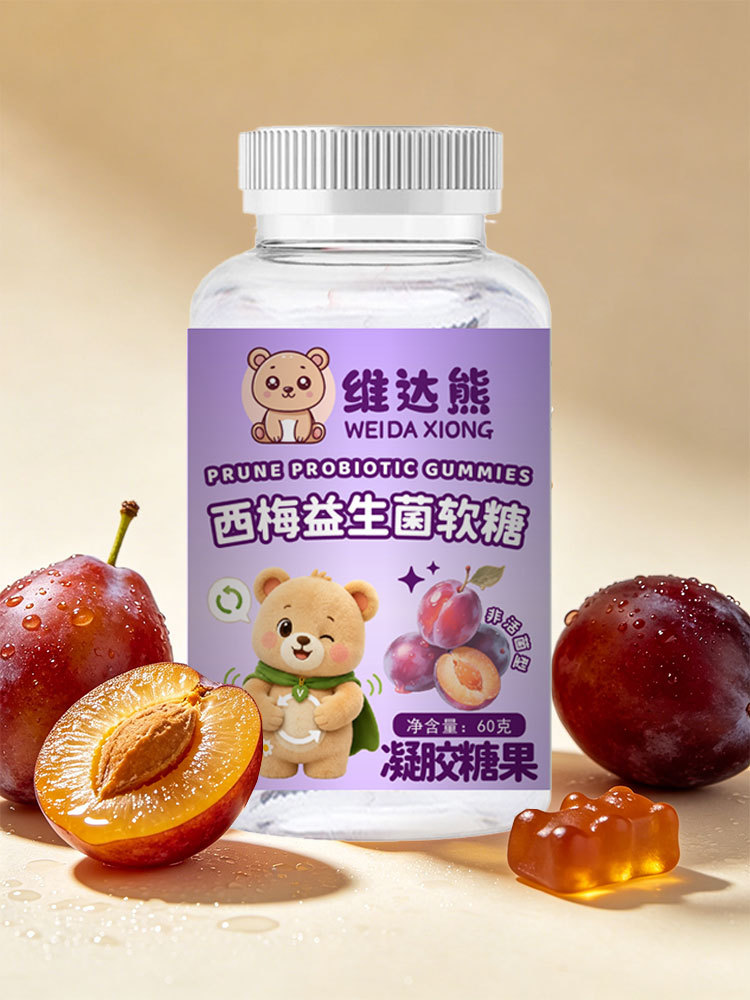 Prune & Probiotic Gummy Bears (Prunus domestica) — Kids' Lactobacillus Gel Candy, 60g Bottle quality and texture
