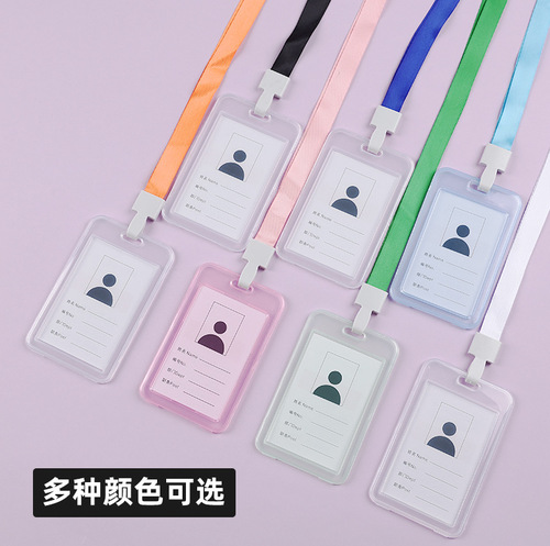 Card holder with rope work tag double-sided transparent ID card holder campus student meal card bus card badge holder wholesale