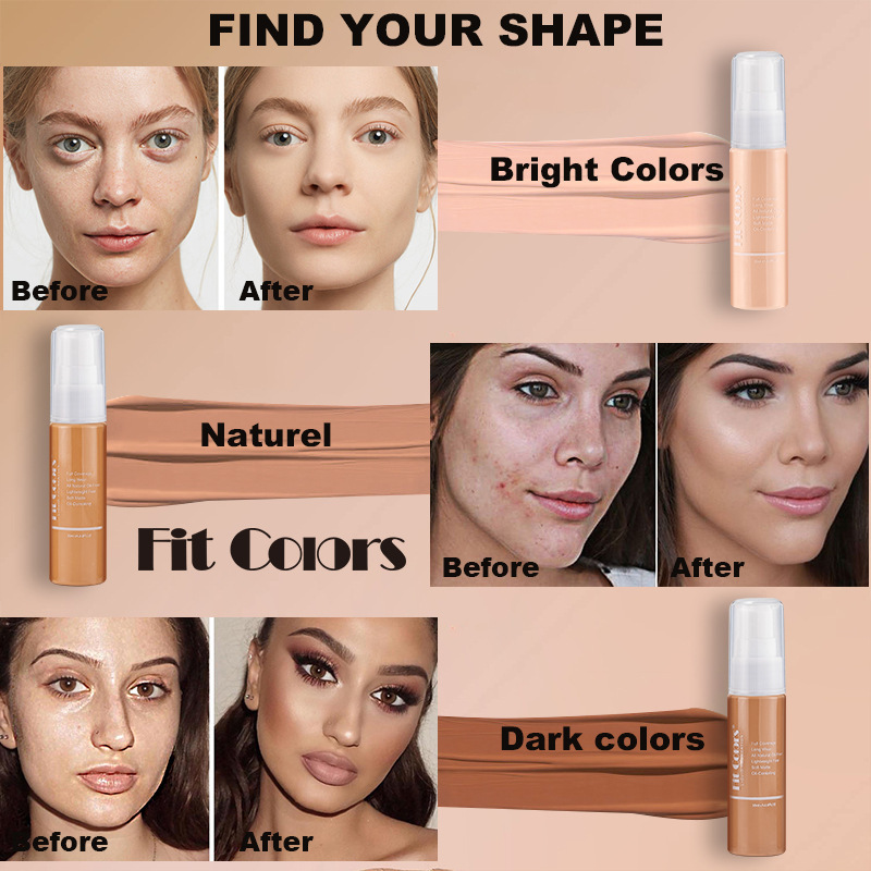 Fit Colors 8-color foundation is easy to push away, holding makeup, matte, concealer, face repairing, liquid foundation,_voghion.com