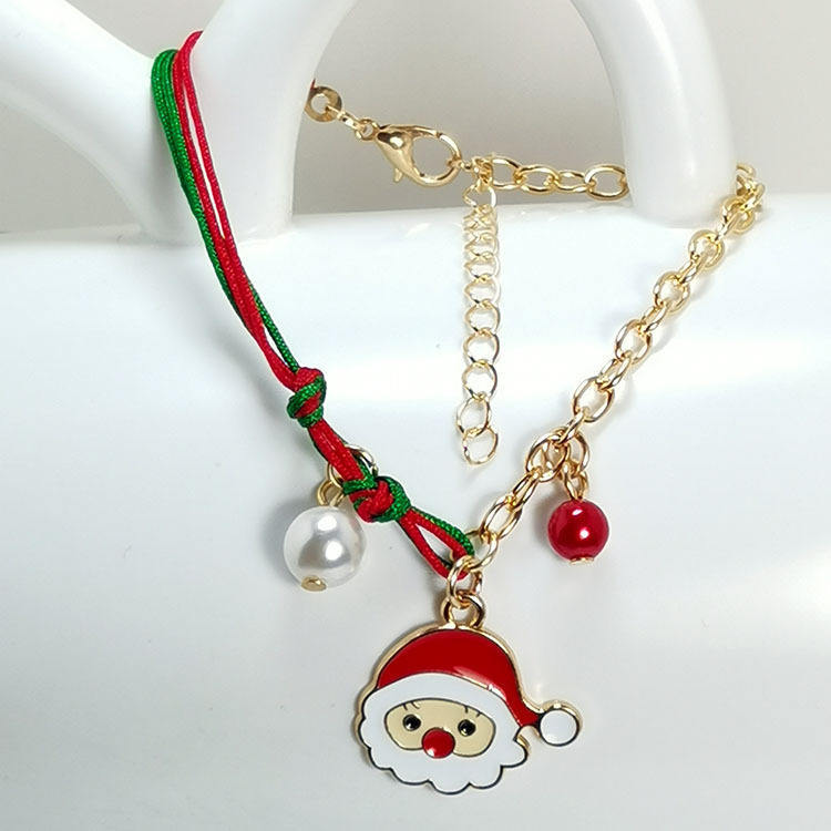 Lindo Papá Noel Calcetines Navideños Copo De Nieve Acero Inoxidable Pulsera Al Mayoreo Navidad display picture 4