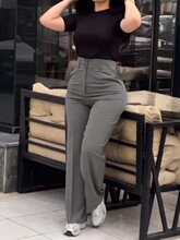 T 30853 High Waist Elastic Wide Leg Pants �������ѝ ��