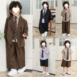[Store Hot Sale] 2025 Spring and Summer New Boys Suit Shirt Suit Korean Style Fashion Loose Children's Xiaoxi