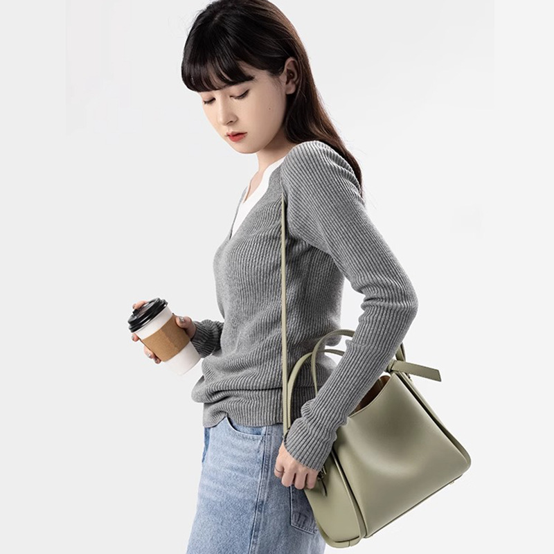 Gemüsekorbtasche aus Leder, modische Pendler-Tasche, Schultertasche, Damentasche_voghion.com