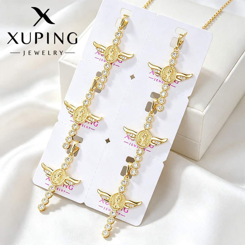 Dije de Collar con Alas de Ángel de Aleación Bañado en Oro de 14K image 1