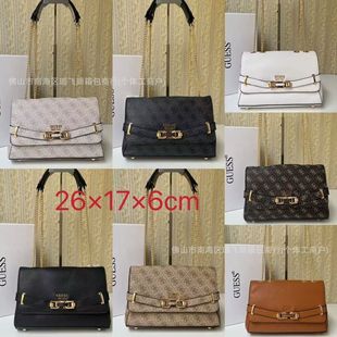 Foreign Trade European and American High-Quality New Printed Belt Fashion Decorative Platinum Chain Satchel Pure Color Shoulder Bag for Women