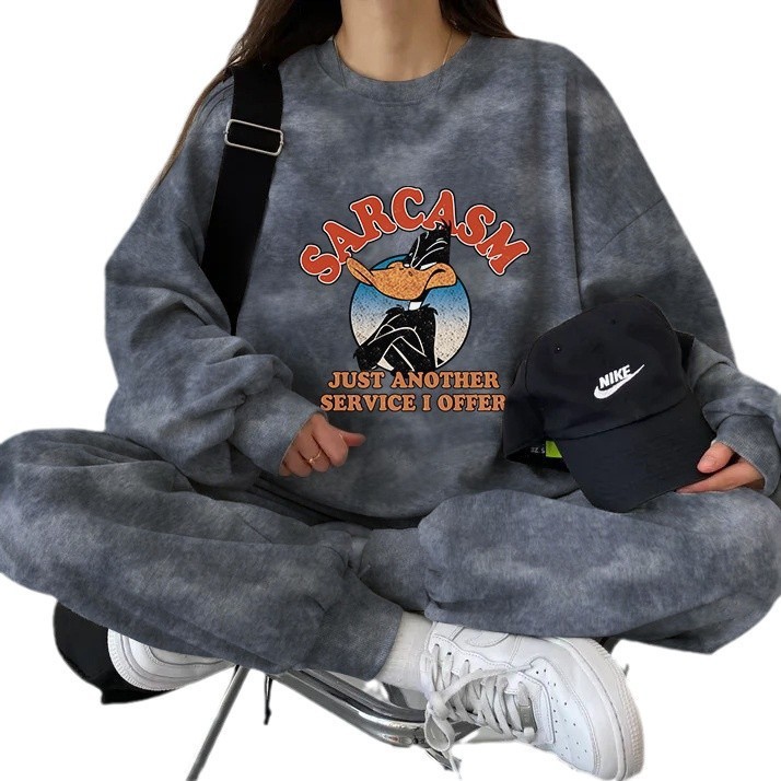 suitsuit炸街高级感休闲运动显瘦圆领卫衣套装女秋冬加绒时尚薄款|undefined
