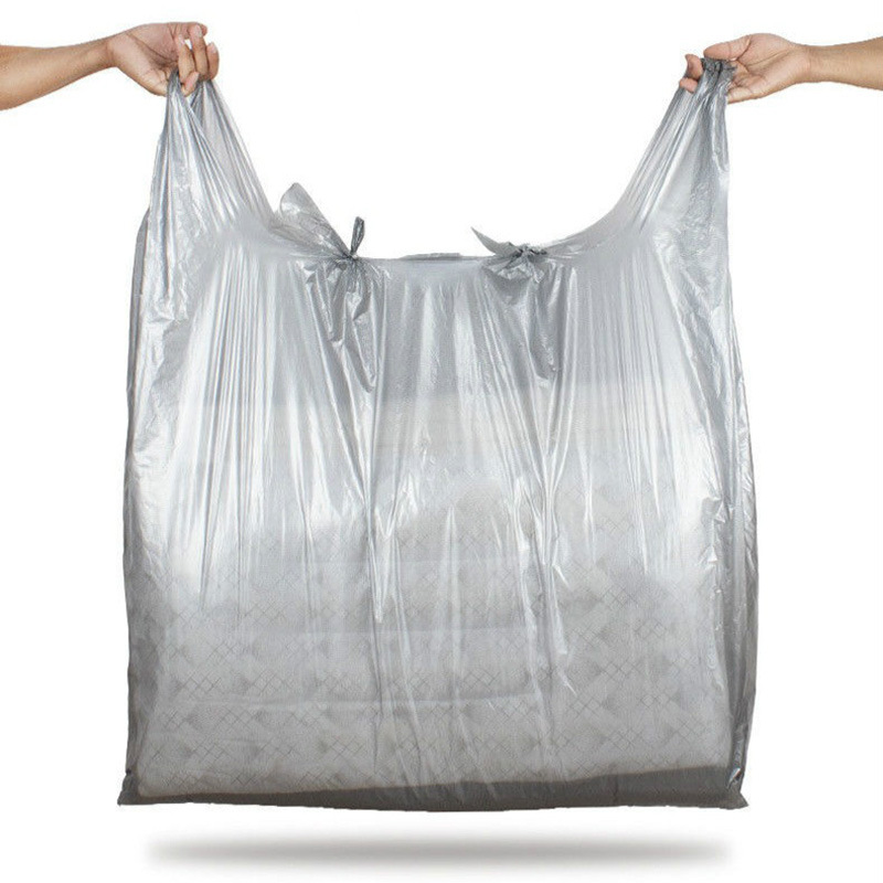 超大号塑料袋银灰色 背心式加厚款服装打包袋 手提防尘收纳搬家袋