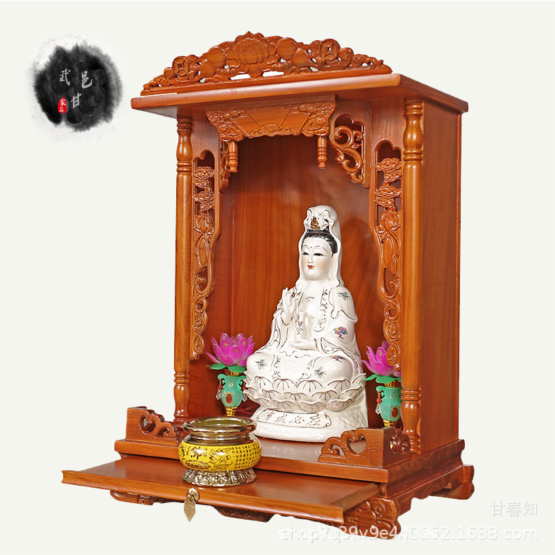 实木佛龛壁挂式供台佛台家用财神供桌神龛观音挂墙香桌仿古设计