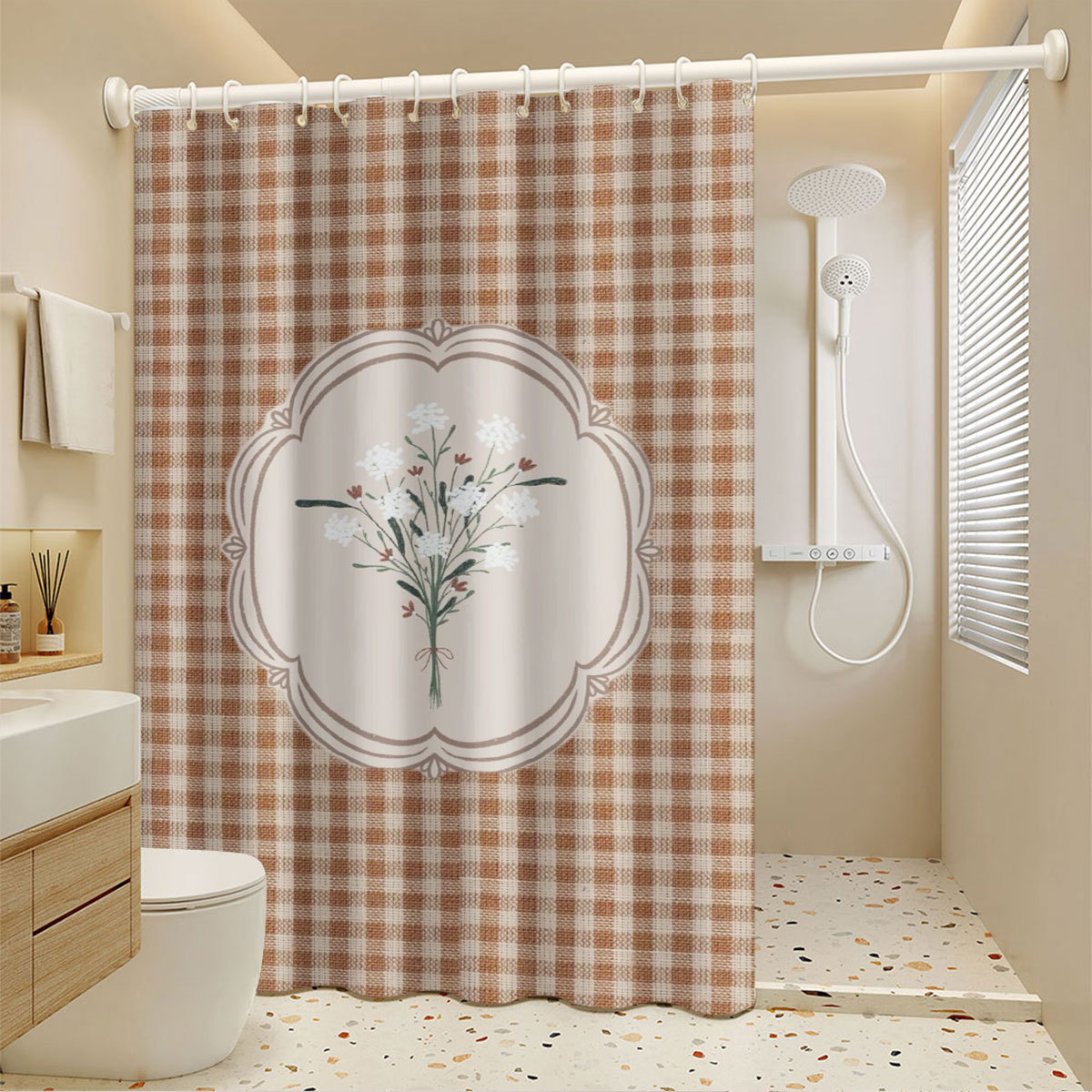 Balcony, Bedroom, Living Room, Rental House Partition Waterproof And Mildew-proof Bathroom Shower Curtain, No-drill Easy_voghion.com