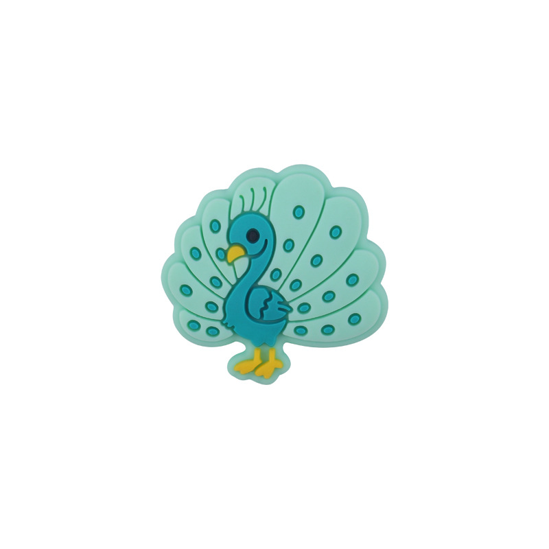 Bebé suministros de dibujos animados animal Pavo Real silicona mordedor creativo DIY bebé molar pezón anti-gota cadena Accesorios