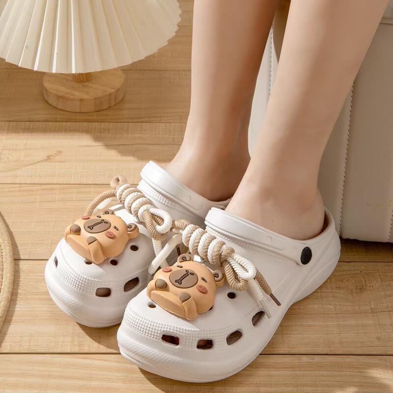 Cute Bear Cartoon Parent-Child Cave Shoes Women's Summer Outer Wear Non-Slip Soft Bottom Outer Wear Stall Running Slippers