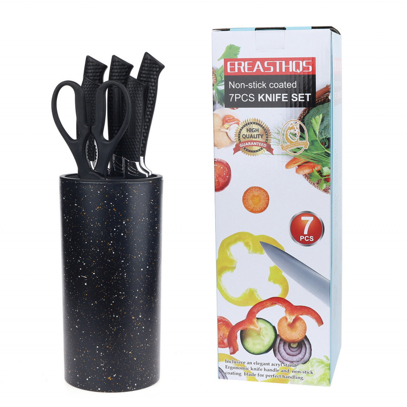 Barril de manchas set de siete piezas esmerilado mango de acero inoxidable utensilios de cocina utensilios de cocina cortadores de frutas tijeras