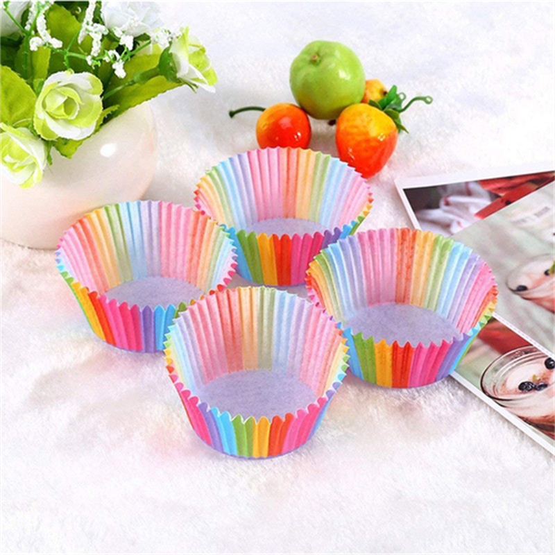 Cubos de papel para pastel arcoíris, para muffins, cupcakes y chocolate