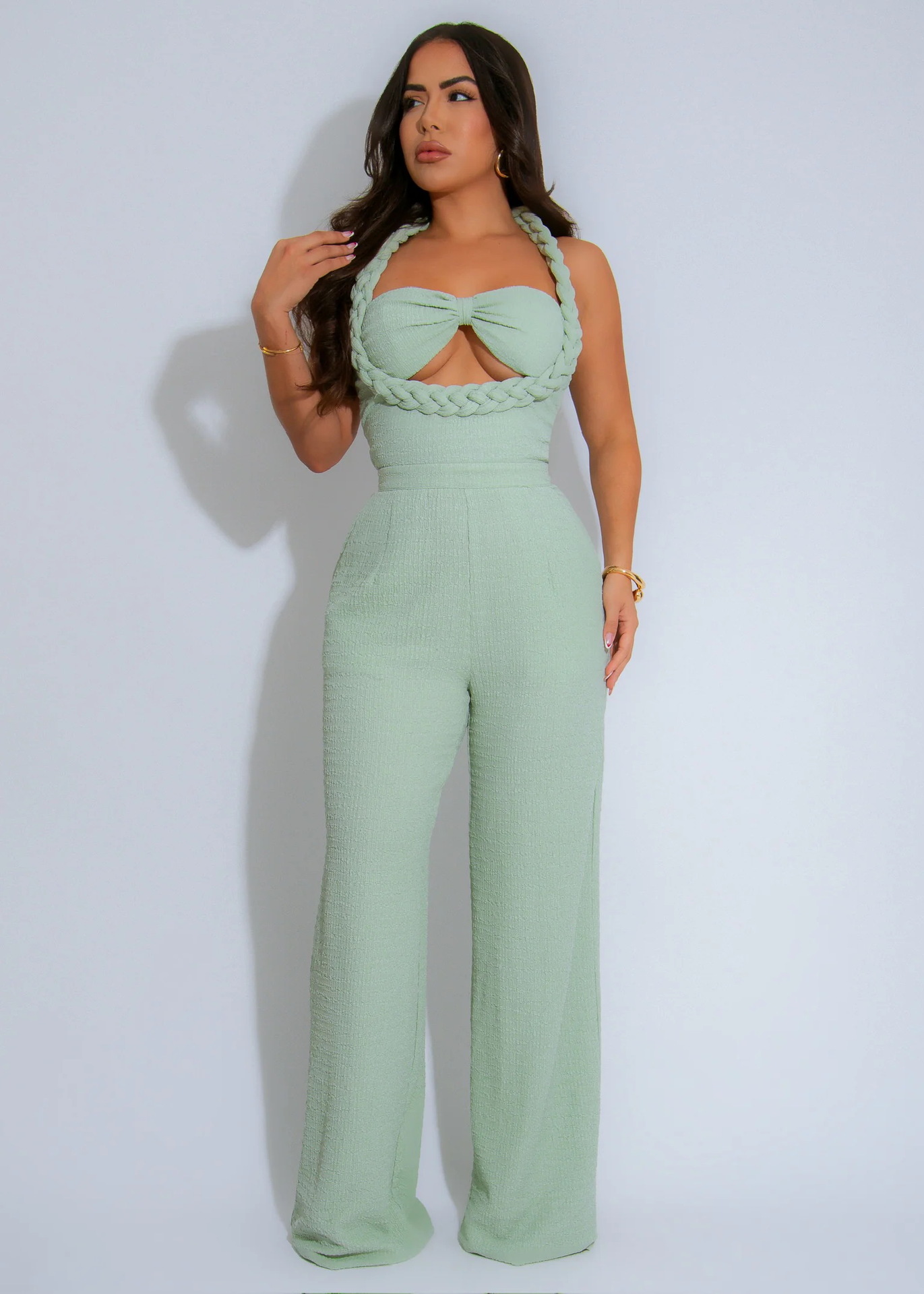 High Waist Design Woven Spaghetti Straps Sleeveless Loose Straight One Piece 7 High Waist Design Woven Spaghetti Straps Sleeveless Loose Straight One Piece