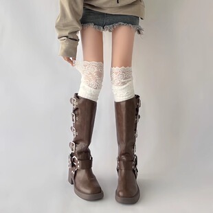 Over-the-knee socks rose lace with boots spring and autumn cotton socks pile socks slim calf socks wholesale