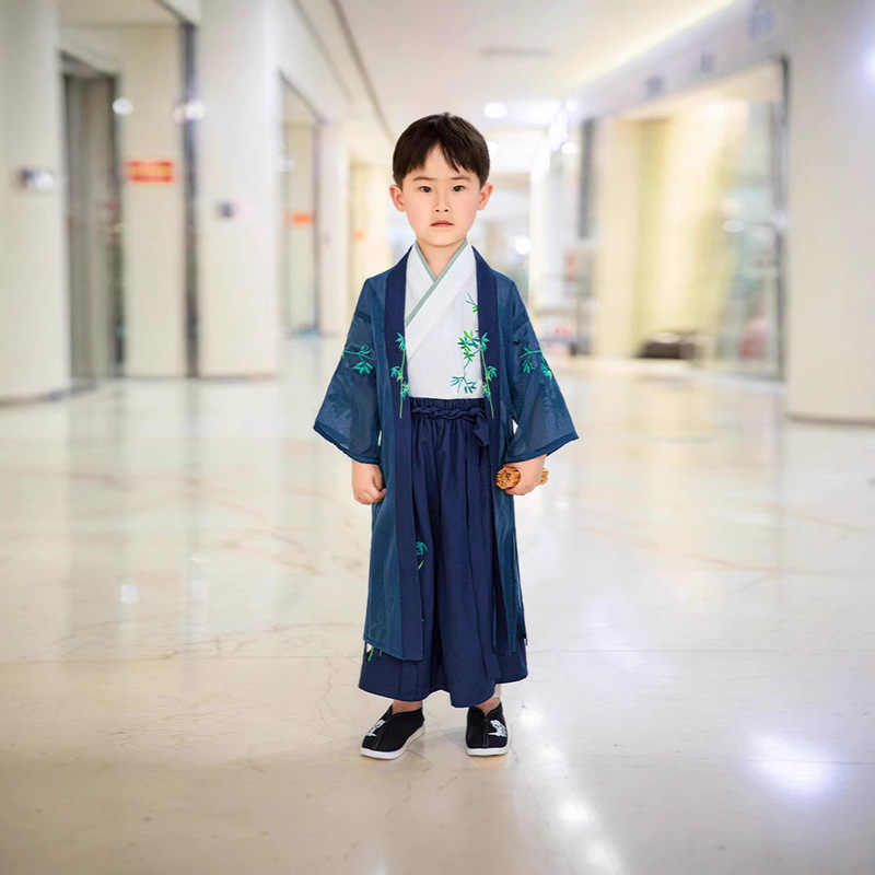 Hanfu for Boys 2026 Summer Tang Suit Children's Traditional Ancient Costume Chinese Style Embroidered Outfit for Young and Middle-Aged Children Hanfu for Boys 2026 Summer Tang Suit Children's Traditional Ancient Costume Chinese Style Embroidered Outfit for Young and Middle-Aged Children