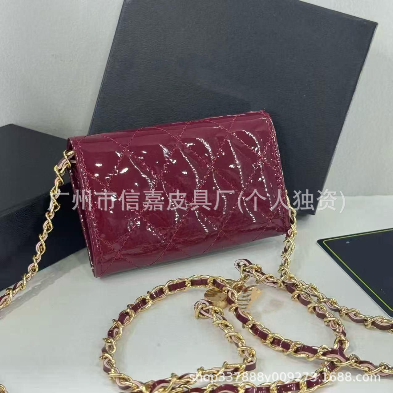 Patent leather wine red