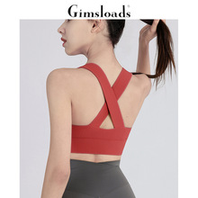 欧美罗纹交叉美背运动内衣女防震聚拢跑步健身背心外穿瑜伽文胸