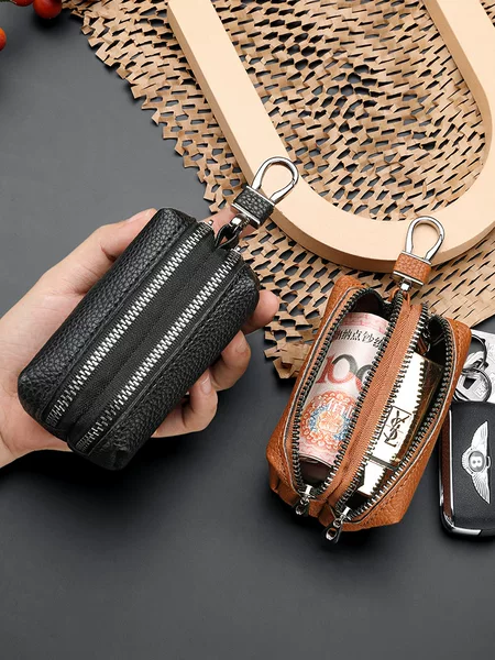 Double-layer Key Bag Coin Purse Multi-functional Men's and Women's Large TextureLarge Capacity Card Holder Two-in-One Car Key Bag